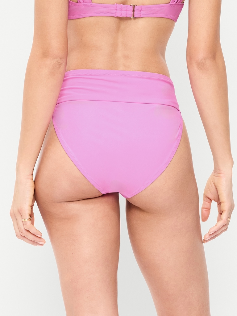 High-Waisted Cinched Bikini Swim Bottoms
