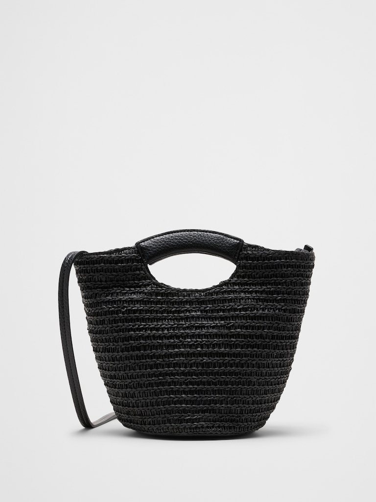 Straw Mini Bucket Crossbody