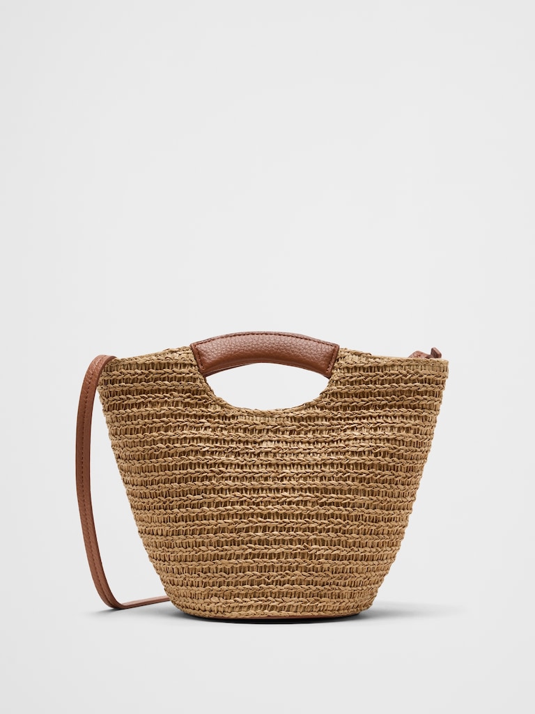 Straw Mini Bucket Crossbody
