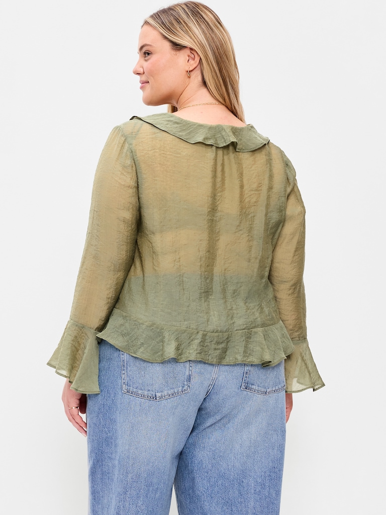 Bell-Sleeve Ruffle Top