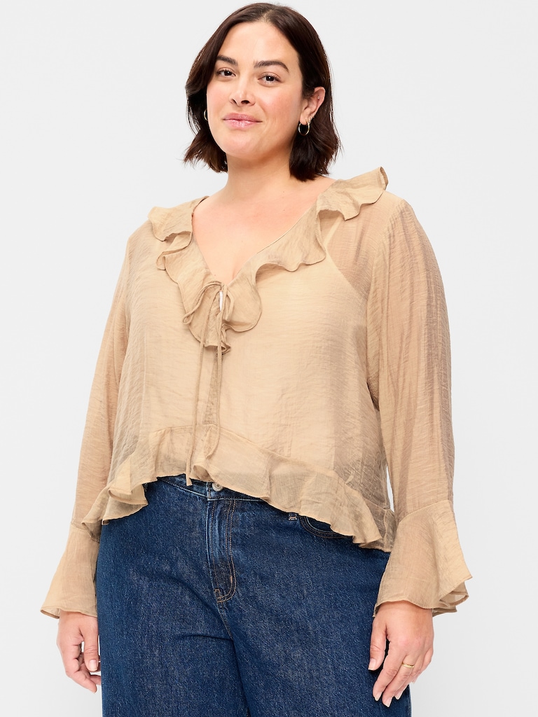 Bell-Sleeve Ruffle Top