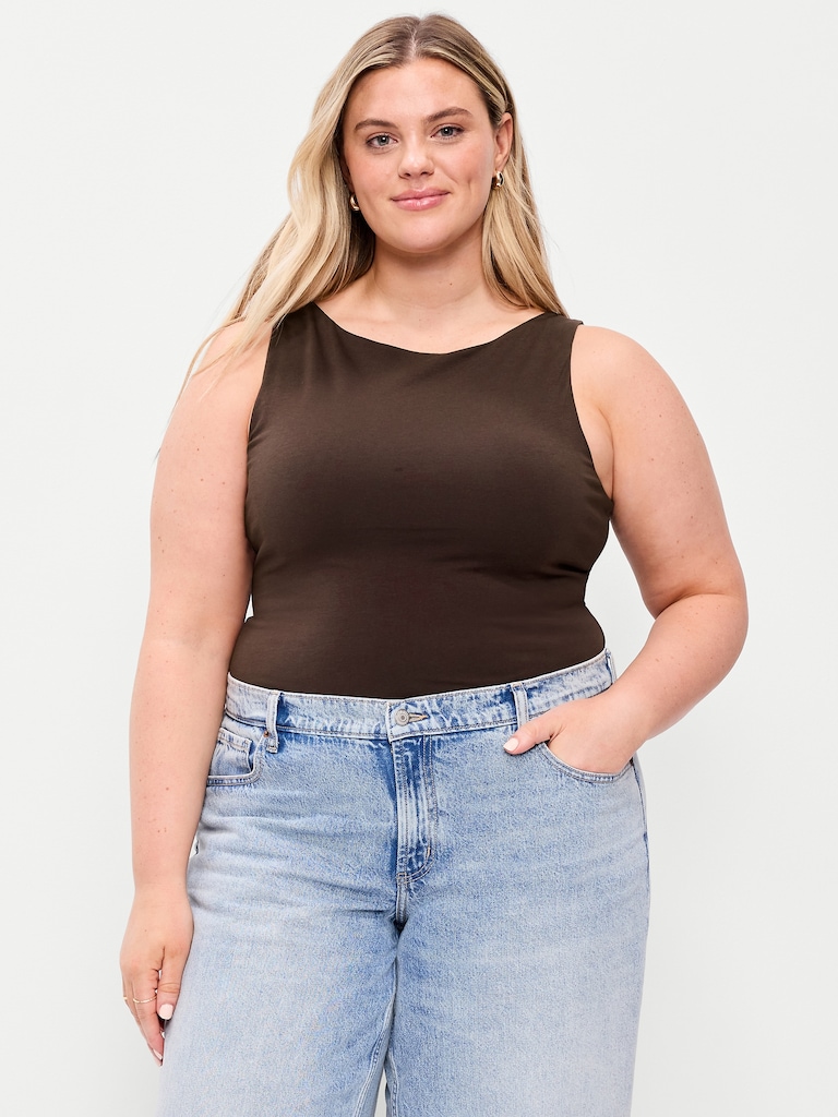 Hug Double-Layer Boat-Neck Top