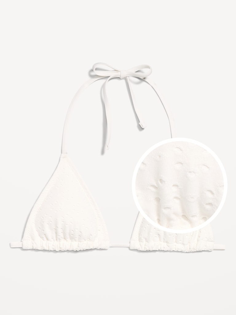 Eyelet Triangle String Bikini Swim Top