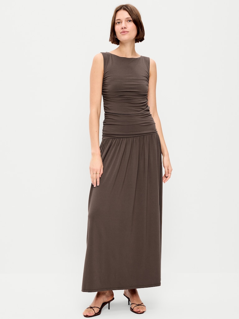 Fit & Flare Drop-Waist Maxi Dress