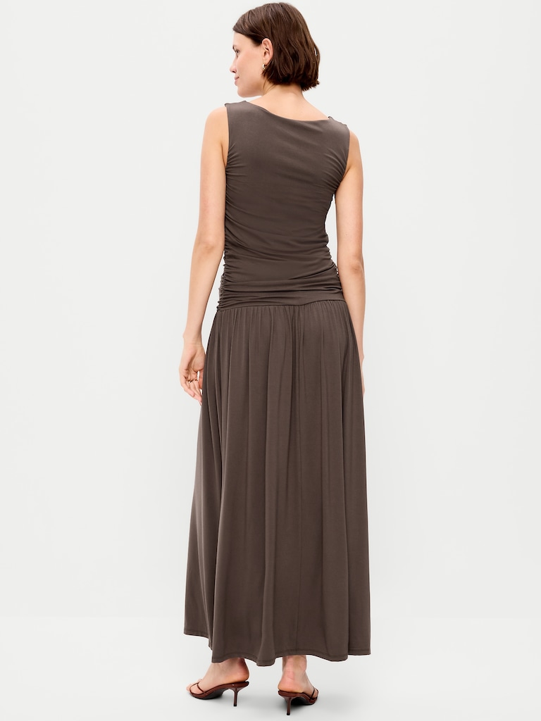 Fit & Flare Drop-Waist Maxi Dress