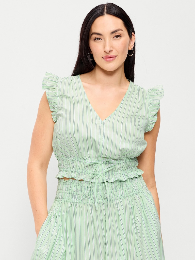 Flutter-Sleeve Poplin Top
