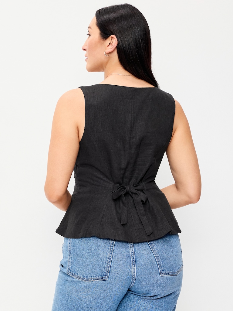 Haut boutonné en mélange de lin