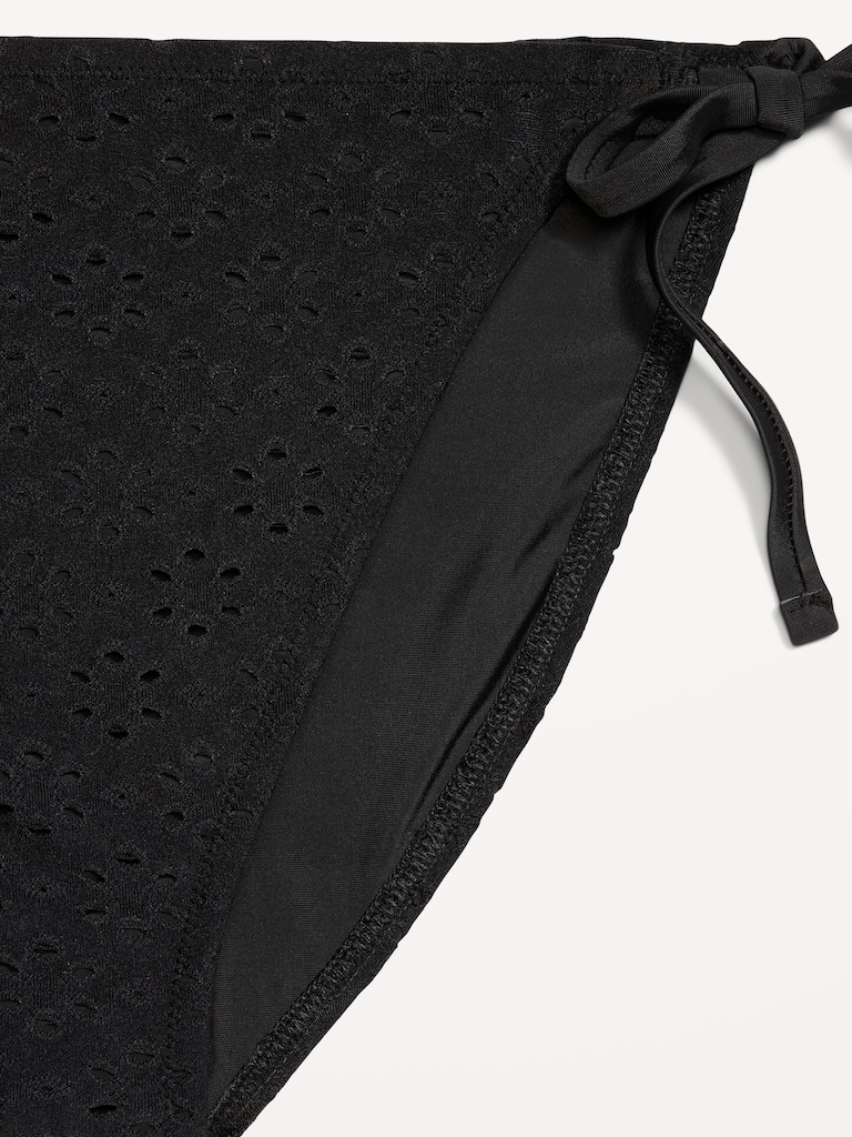 Eyelet String Bikini Swim Bottoms