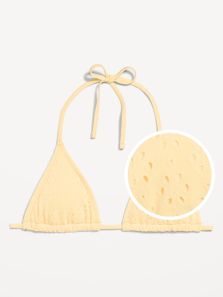 Eyelet Triangle String Bikini Swim Top