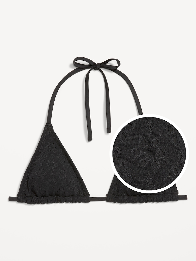 Eyelet Triangle String Bikini Swim Top