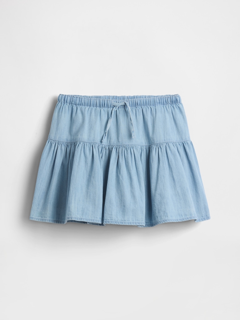 Kids Denim Tiered Skort