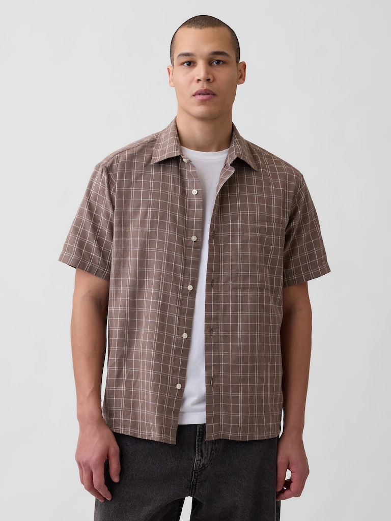 Textured Linen-Cotton Shirt