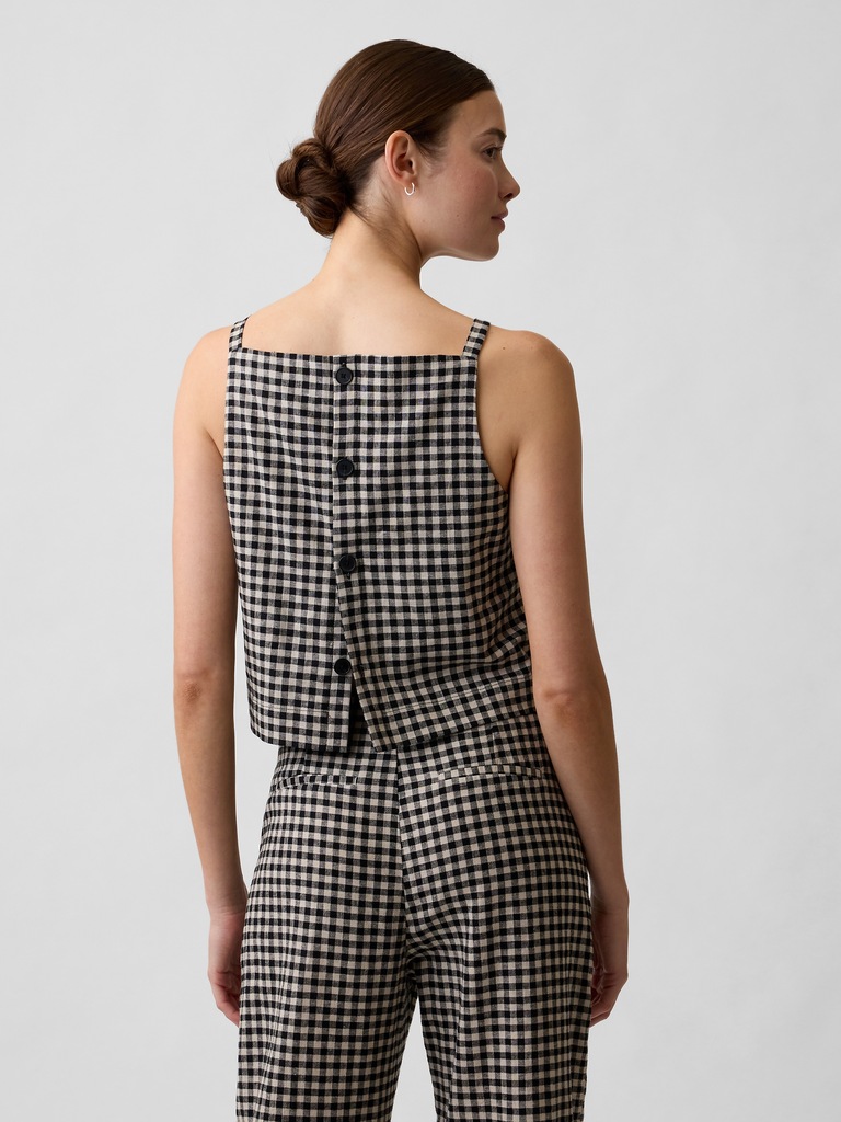 Linen-Blend Apron Top