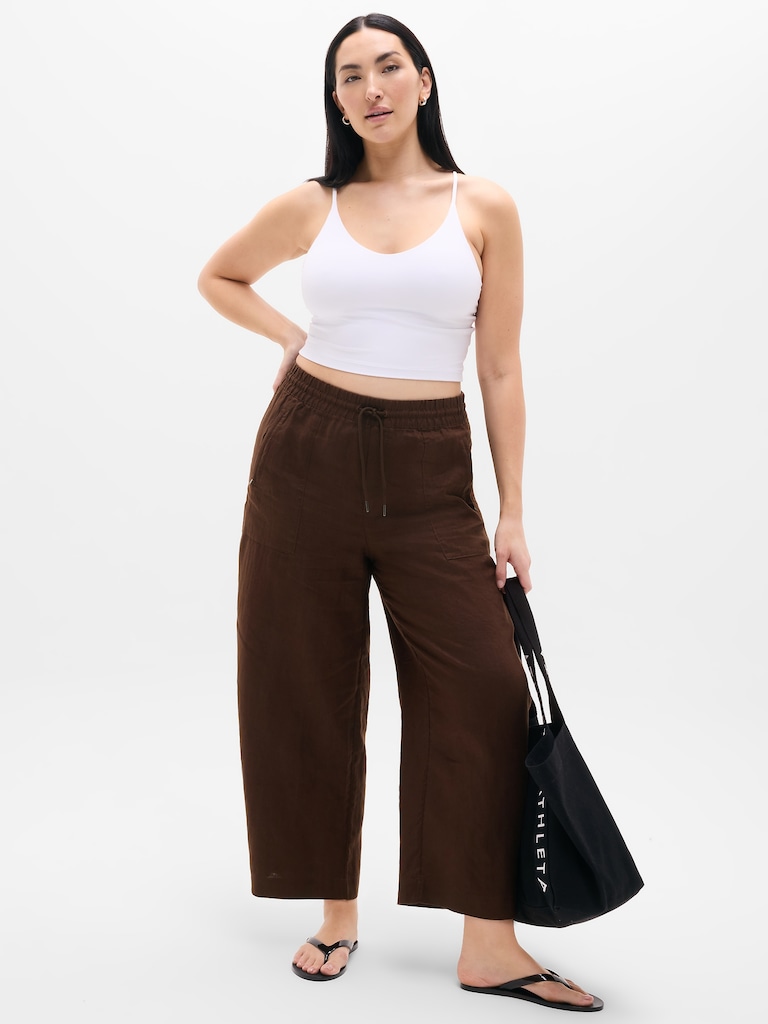 Retreat Linen Easy Barrel Crop Pant