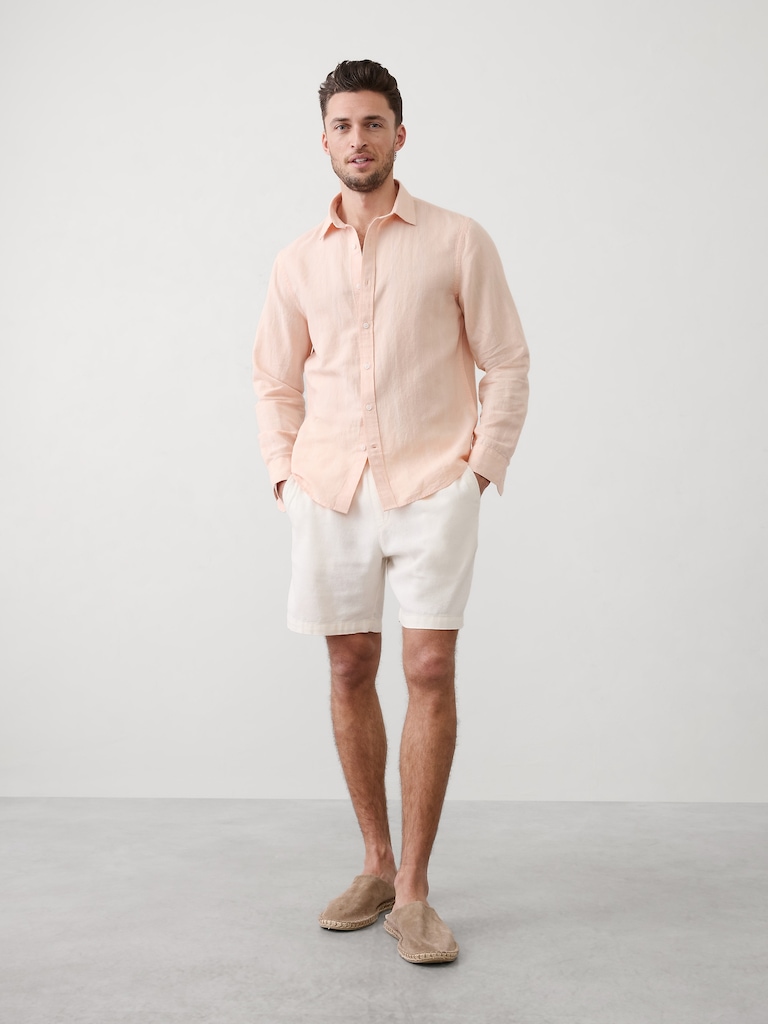 Slim-Fit Linen-Blend Shirt