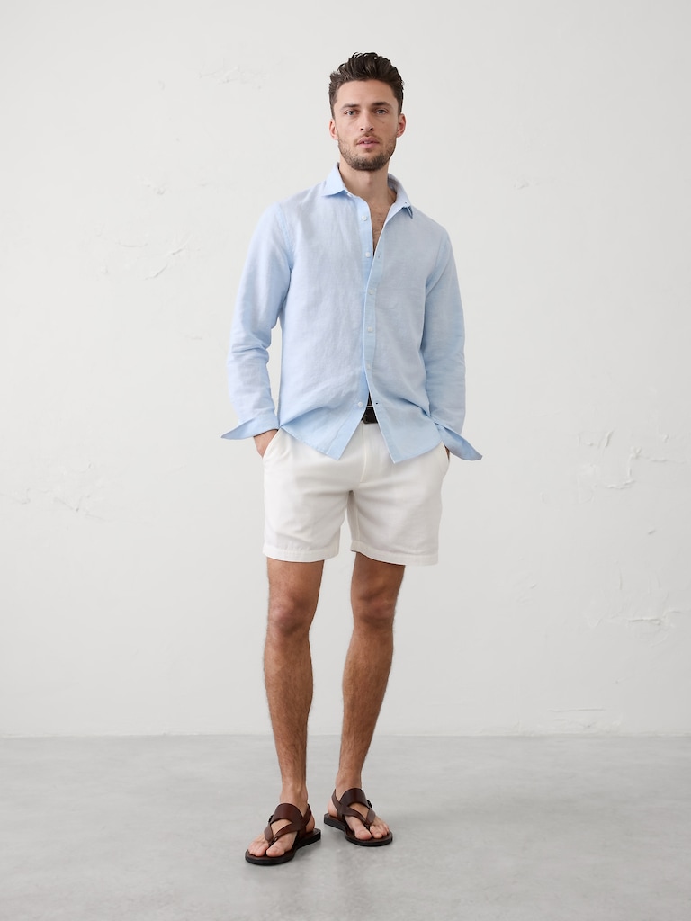 Slim-Fit Linen-Blend Shirt