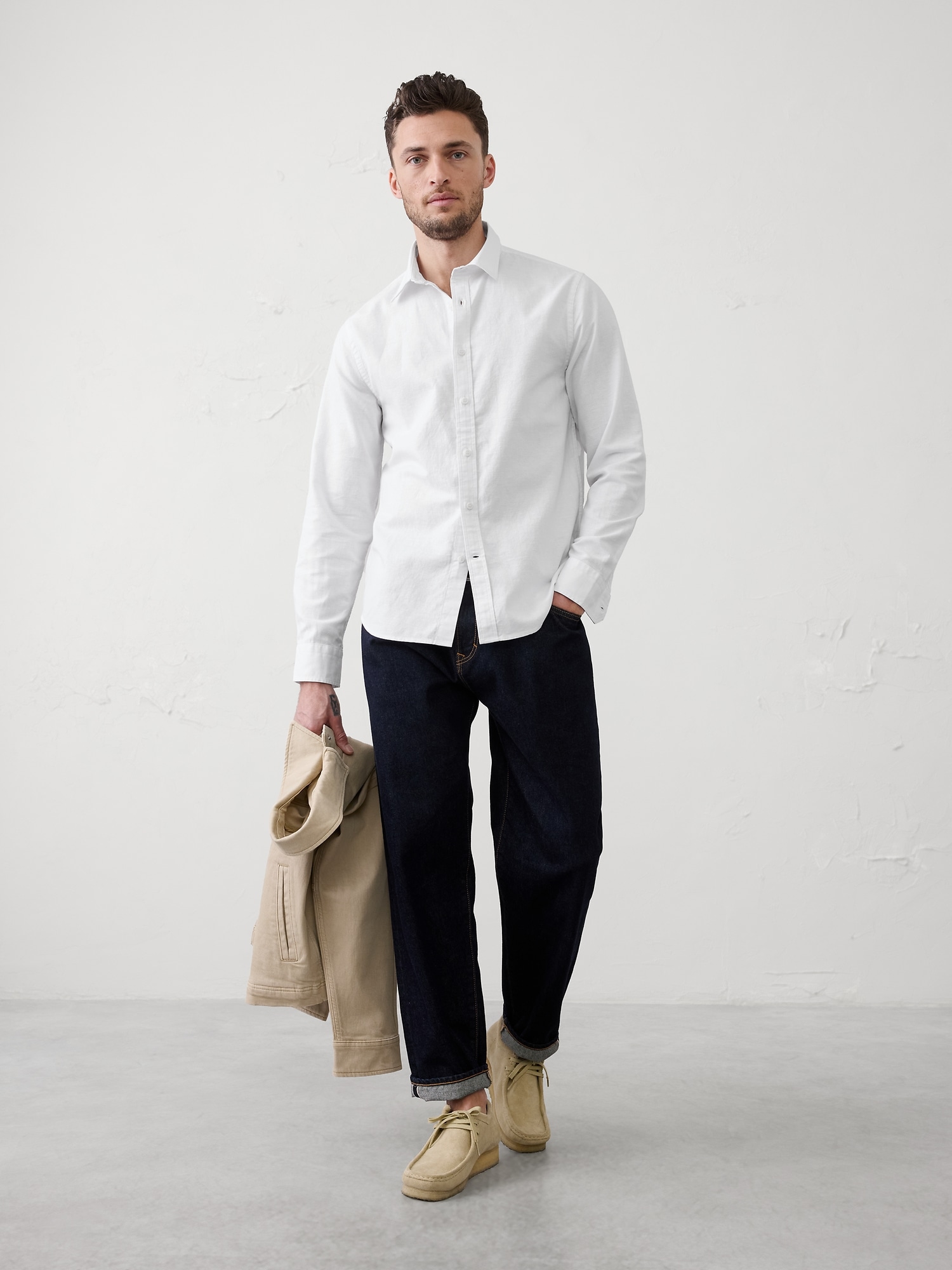 banana republic 白シャツ Men's White Casual Shirts | Banana Republic Factory