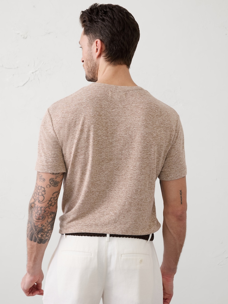 Standard-Fit Linen-Blend Henley