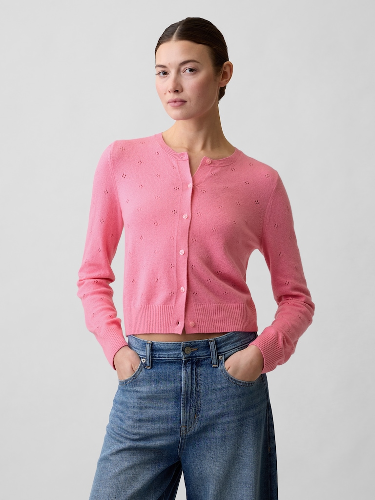 CashSoft Pointelle Cardigan