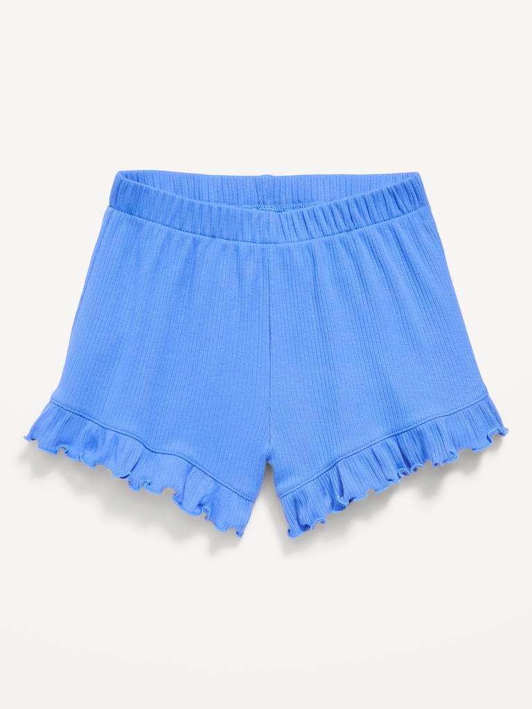 Ribbed Ruffled Shorts for Toddler Girls