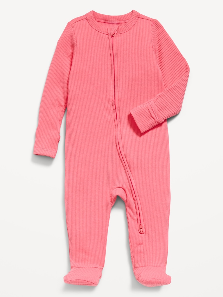 Ribbed 2-Way-Zip Sleep & Play Footed One-Piece for Baby