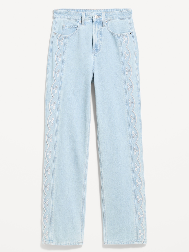 Curvy Extra High-Waisted Scalloped Wide-Leg Jeans