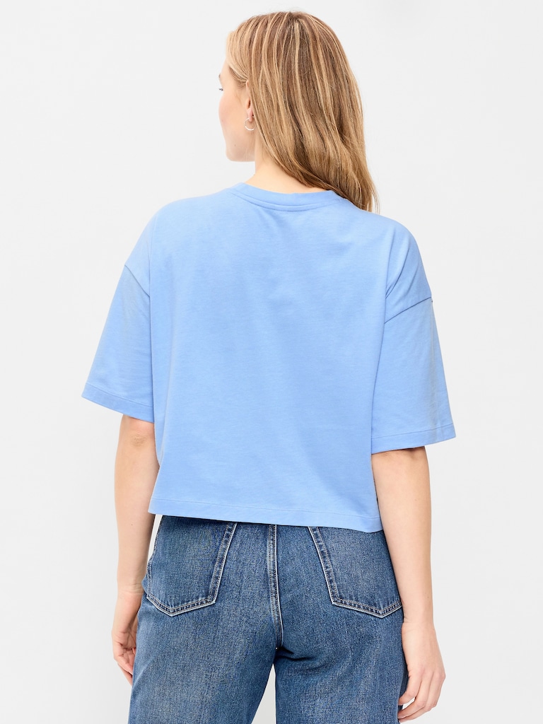 Vintage Crew-Neck Oversized Crop T-Shirt