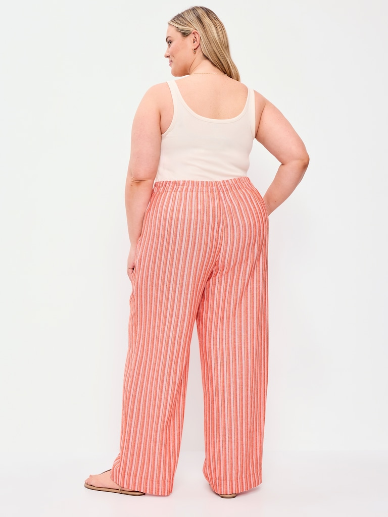 High-Waisted Linen-Blend Wide-Leg Pants