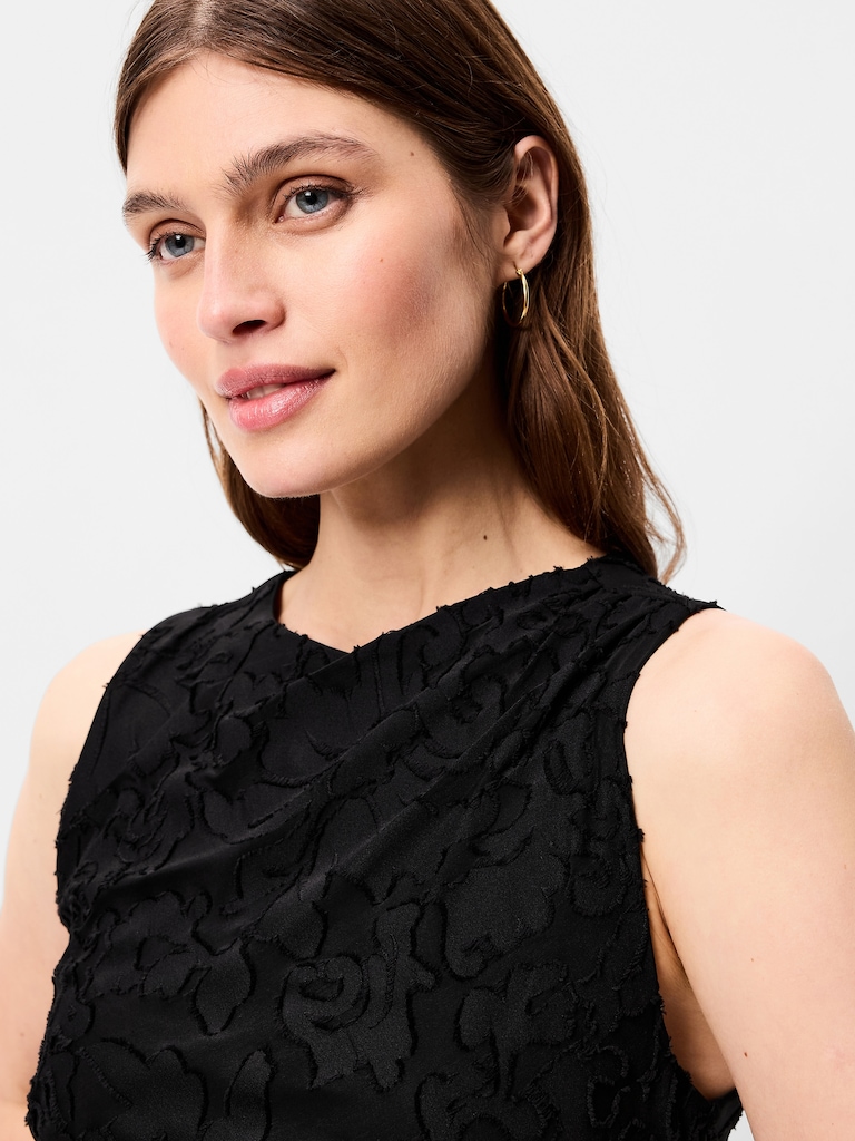 Side-Drape Jersey Jaquard Midi Dress