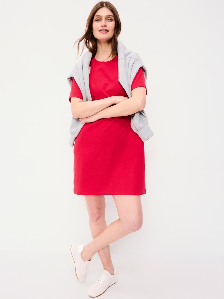 Vintage Crew-Neck Mini T-Shirt Dress