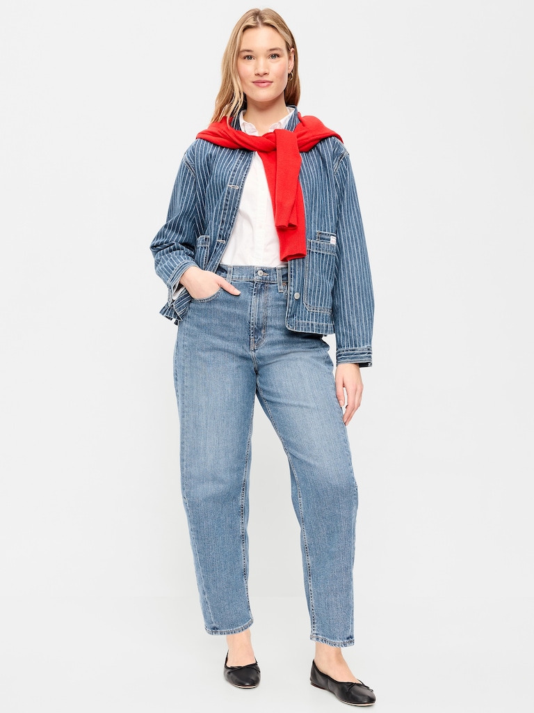 High-Waisted Barrel Ankle Jeans