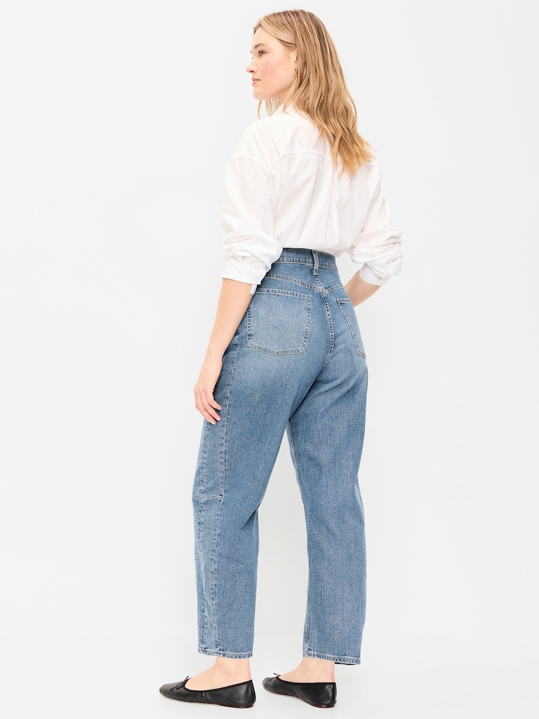 High-Waisted Barrel Ankle Jeans