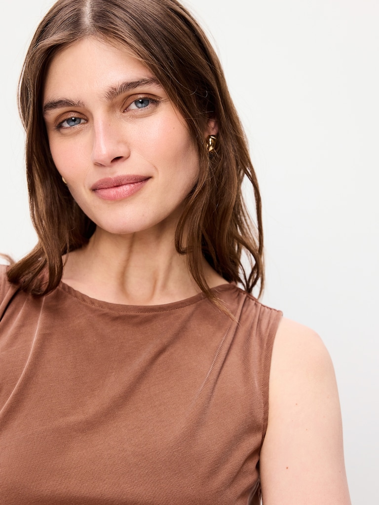 Sleeveless Draped Midi Dress