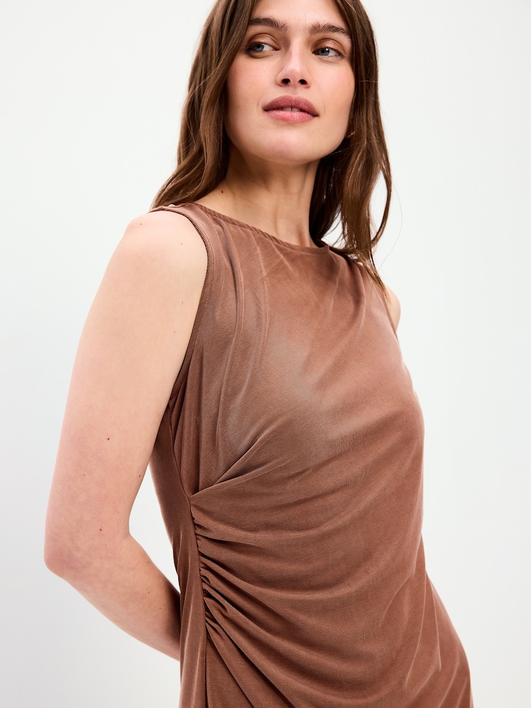 Sleeveless Draped Midi Dress