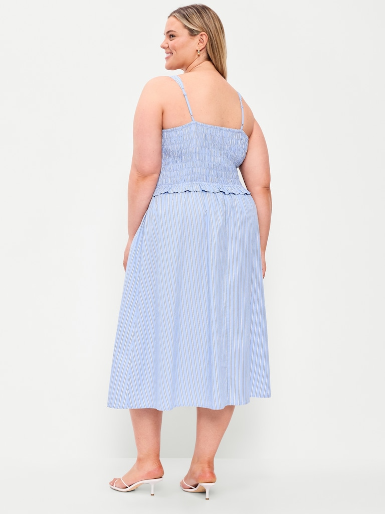 Fit & Flare Smocked-Bodice Midi Dress