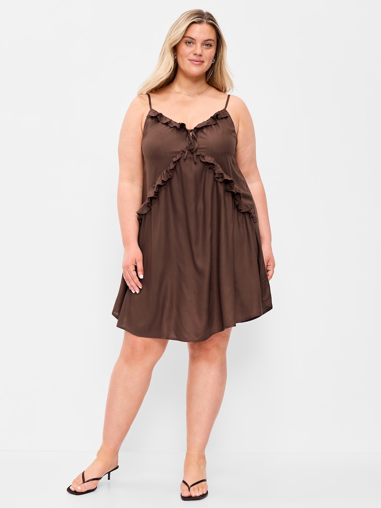 Ruffle-Trim Asymmetrical Mini Dress