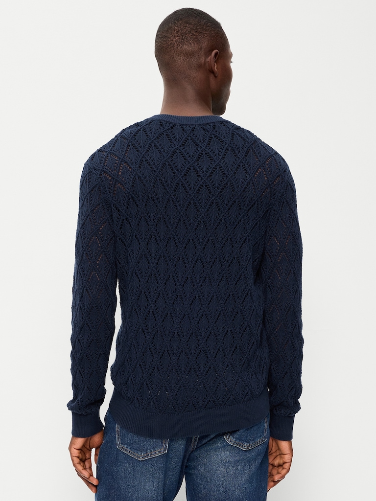 Pointelle V-Neck Sweater