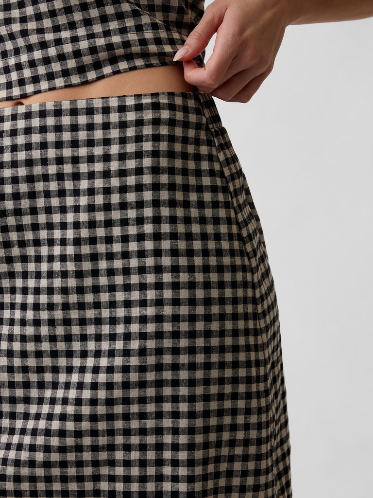 Linen-Blend Pull-On Mini Skirt