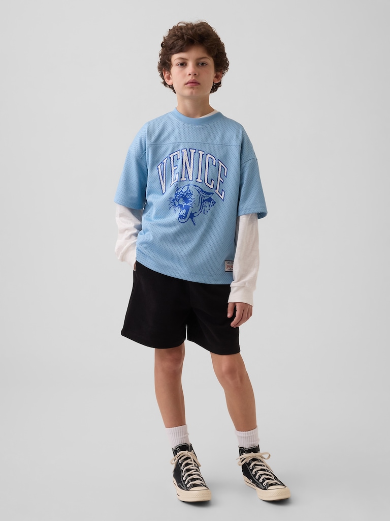 Kids Mesh Oversized Graphic Jersey T-Shirt