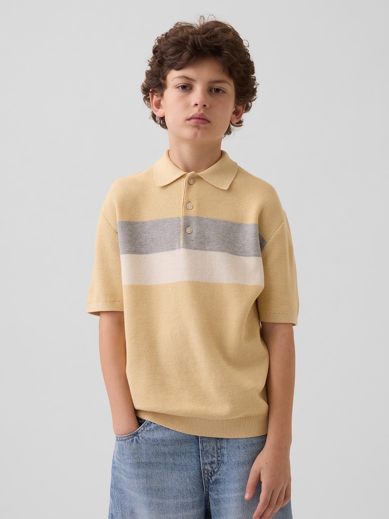 Kids Relaxed Stripe Polo Sweater Shirt