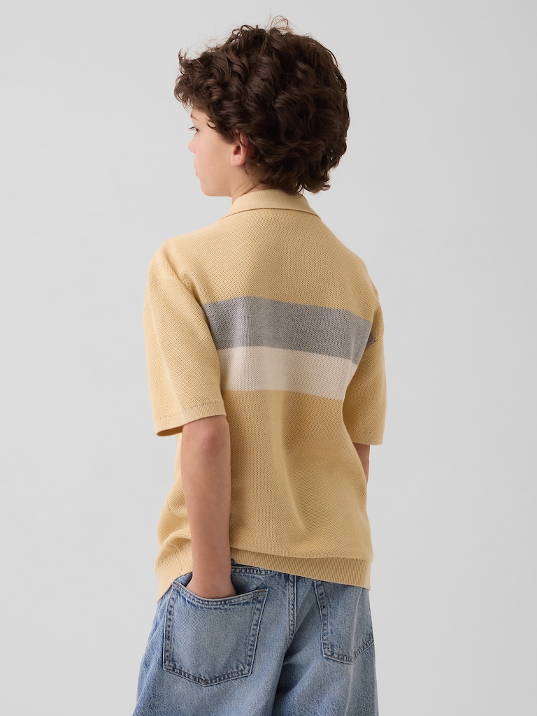Kids Relaxed Stripe Polo Sweater Shirt