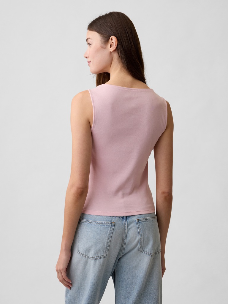 Modern Ribbed Asymmetrical Button-Side Top