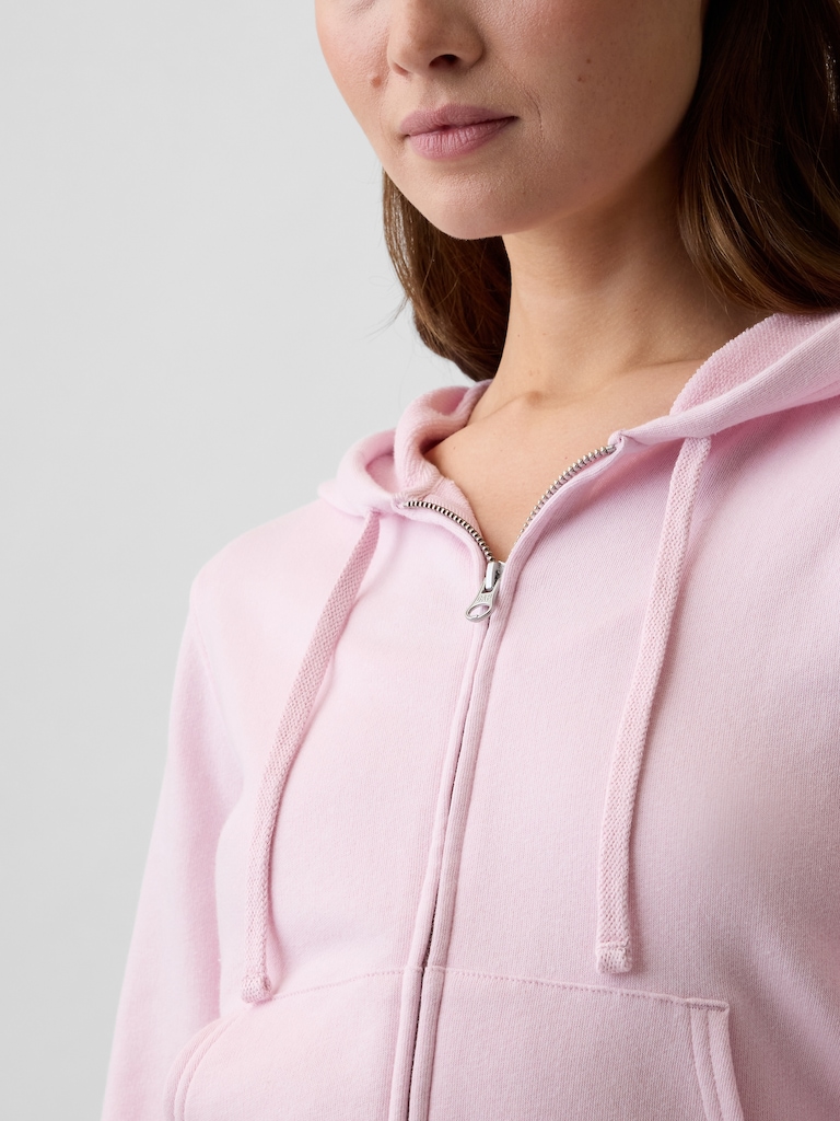French Terry Cropped Zip Hoodie