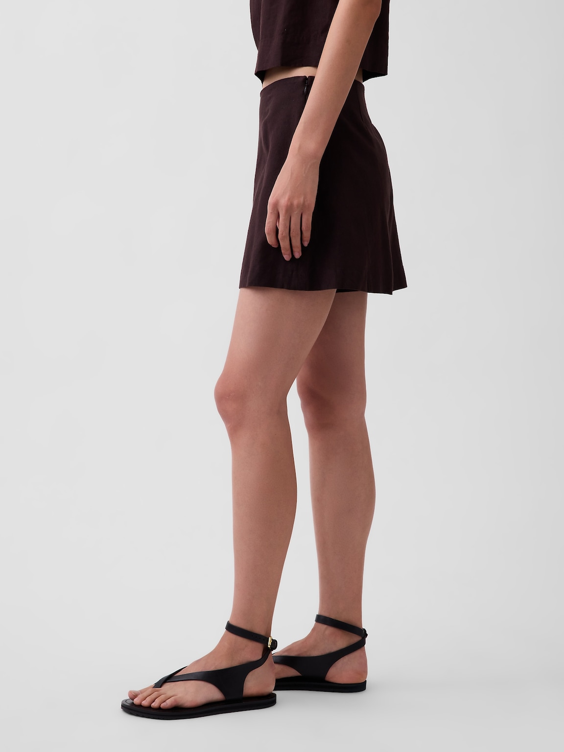 Linen-Blend Mini Skort