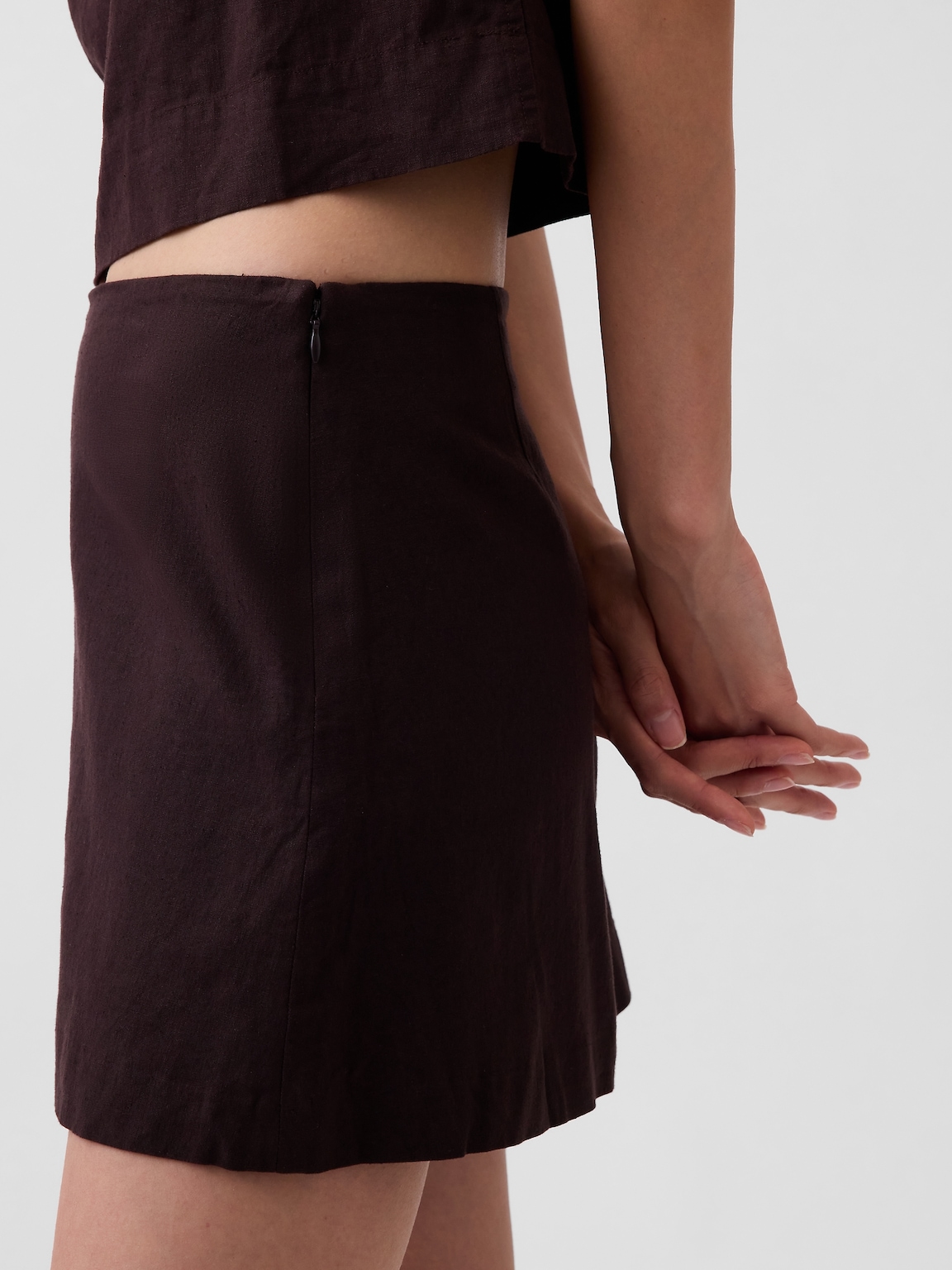 Linen-Blend Mini Skort