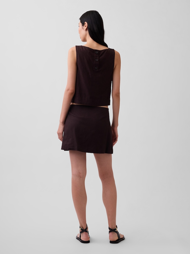 Linen-Blend Mini Skort