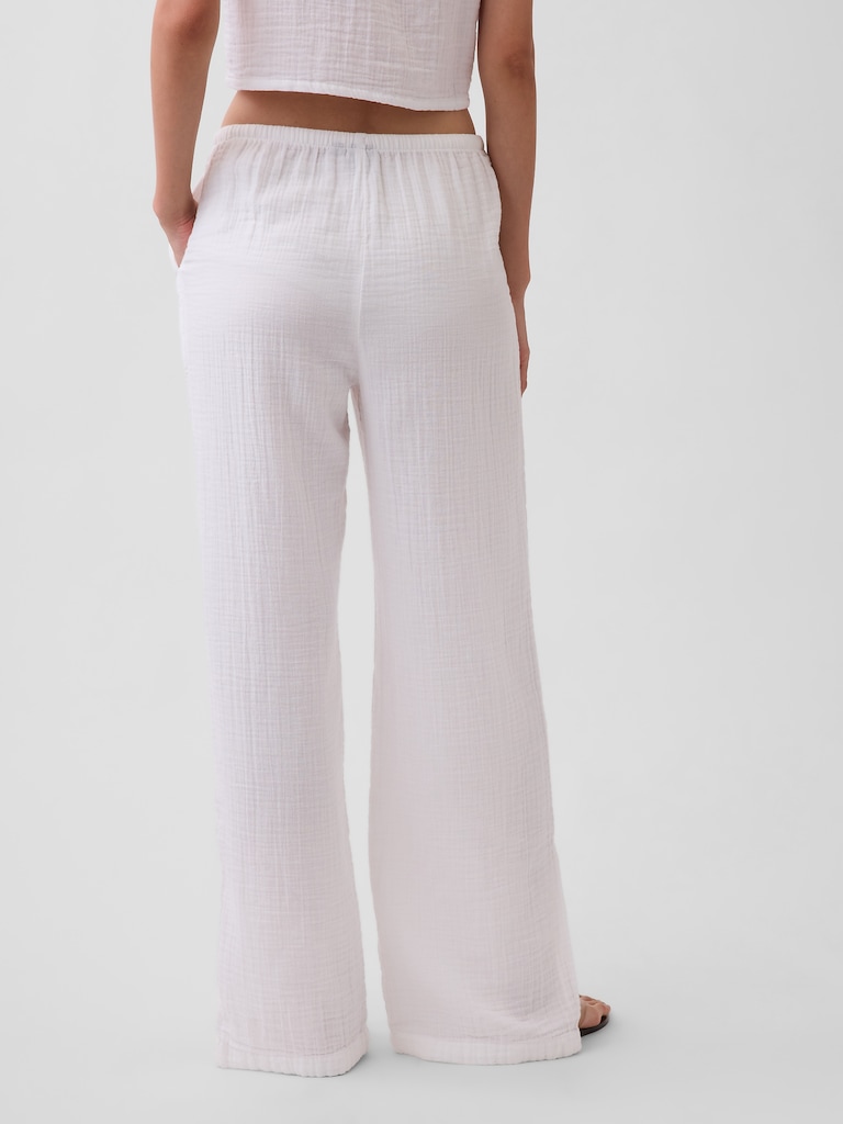 Cotton Gauze Easy Split-Hem Pants