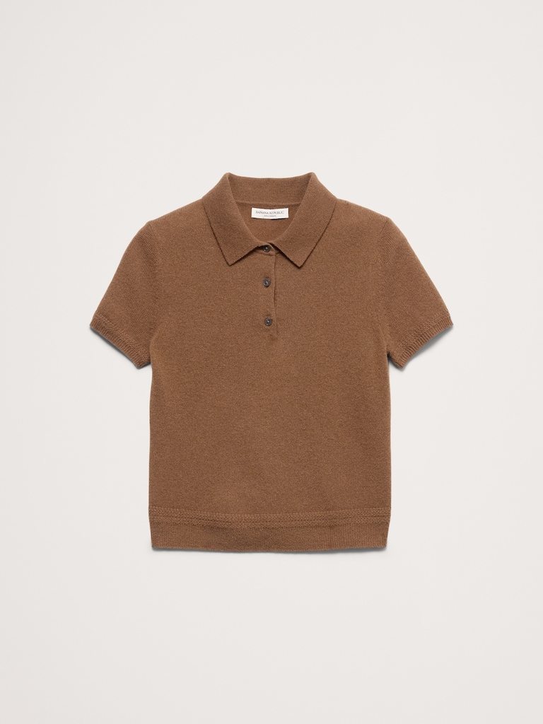 Lightweight Cashmere Short-Sleeve Sweater Polo