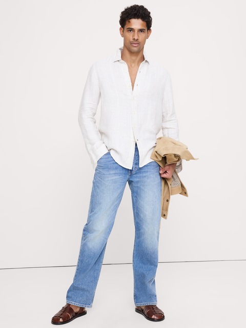 Chemise Homme Banana Republic Slim Fit Bleu Délavé - Taille L Manches Longues, Occasion Très Bon état