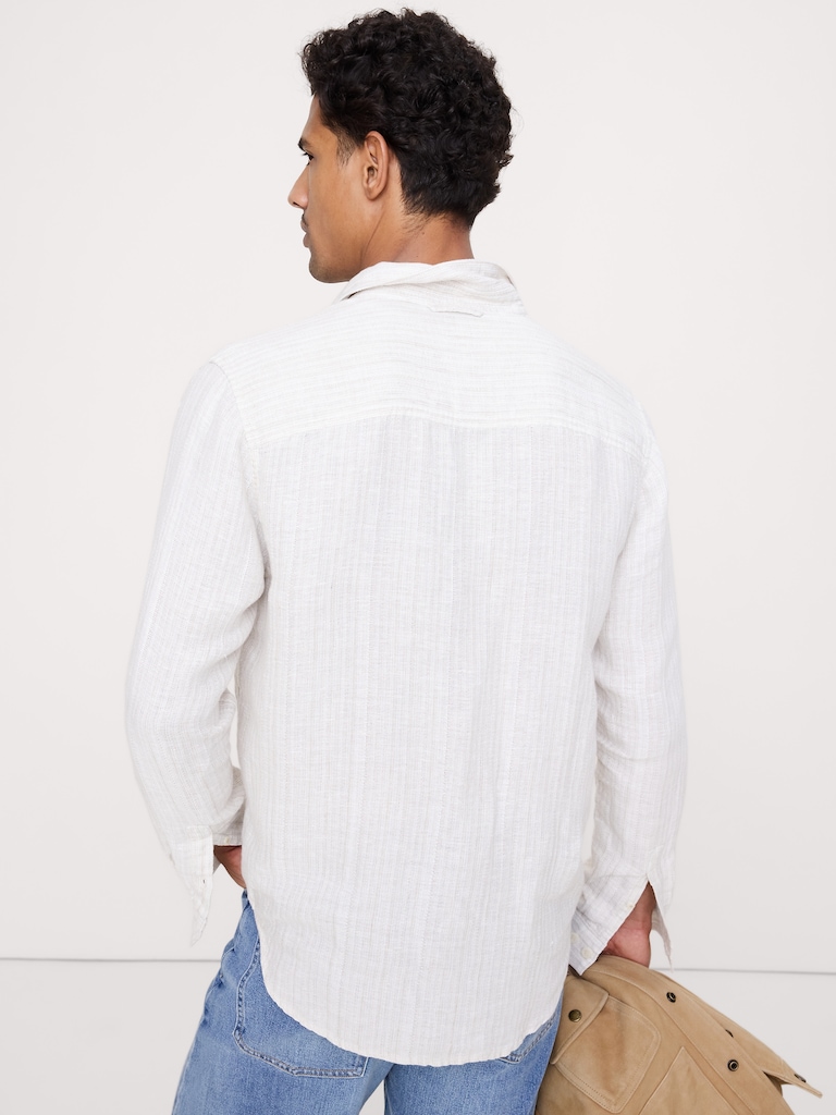 Standard-Fit Textured Linen-Cotton Shirt